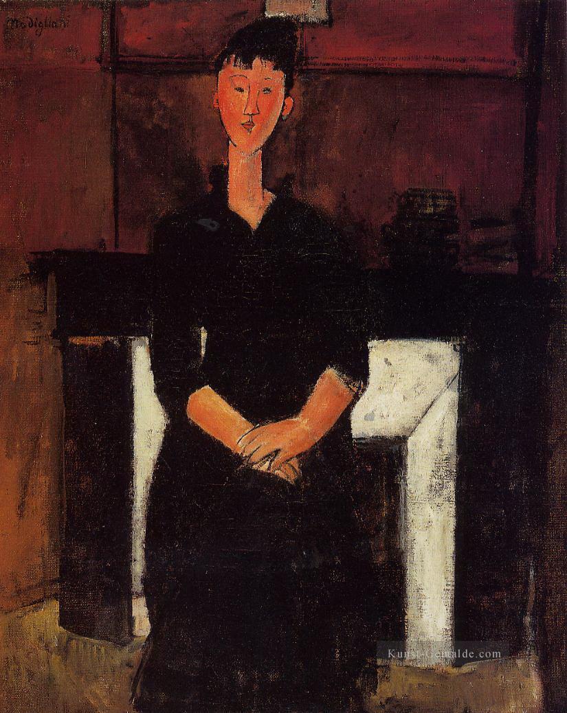 Frau durch einen Kamin sitzen 1915 Amedeo Modigliani Ölgemälde